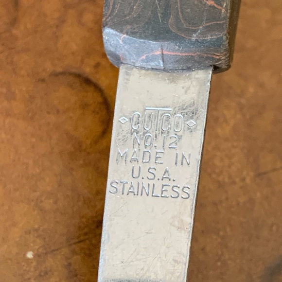 VINTAGE CUTCO 12 13 15 SLOTTED STAINLESS STEEL BROWN HANDLE SERVING SPOON LADEL - Picture 2 of 13